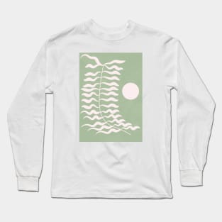 Sage Green, Abstract Floral Long Sleeve T-Shirt